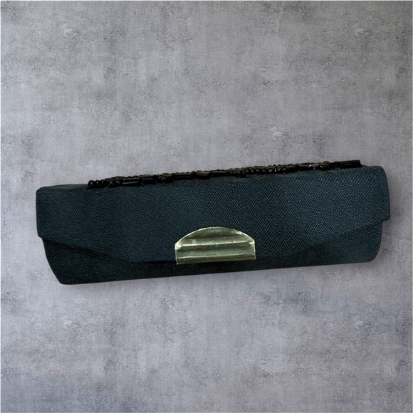 Vintage black beaded lipstick case with mirror - Picture 3 of 5